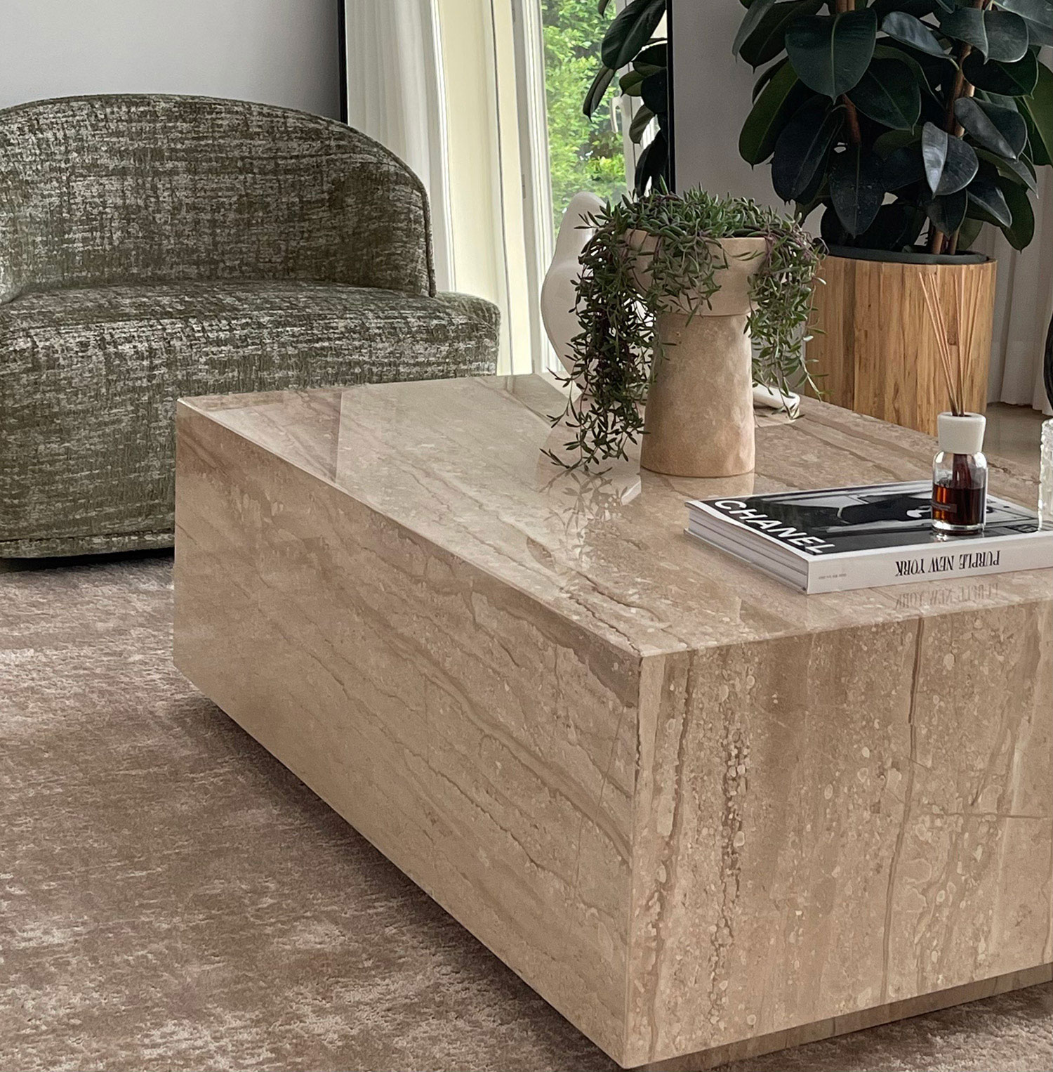 Natural stone coffee table